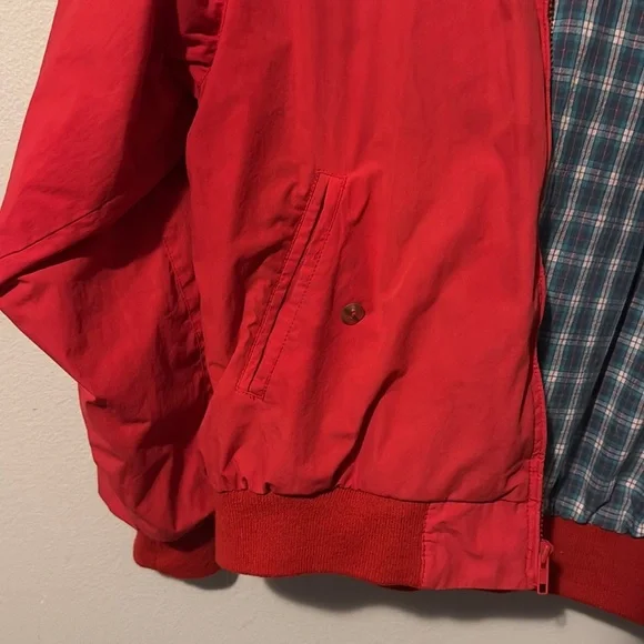 Vintage 80s American Eagle Barn Jacket Red Plaid Linging Pockets Zip FUC Flaw - Picture 6 of 16